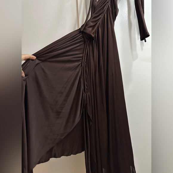 PROENZA SCHOULER Cutout Ruched Jersey Maxi Dress in Dark Brown - Picture 14 of 16